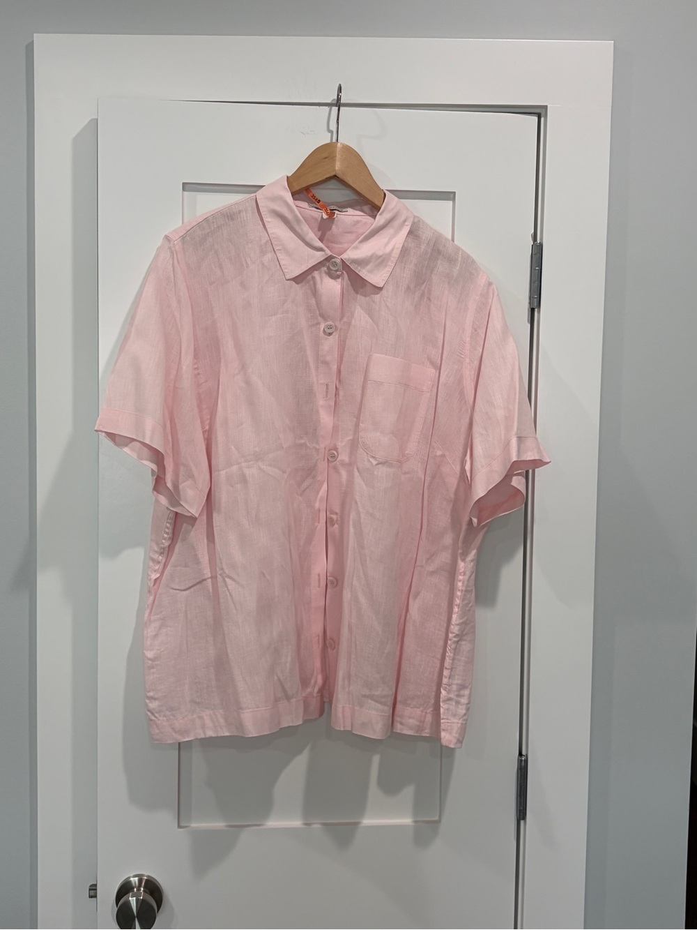 Coldwater Creek Pale Pink Short Sleeve Button-Down Shirt